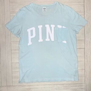 PINK Victoria's Secret Light Blue Green Campus Tee